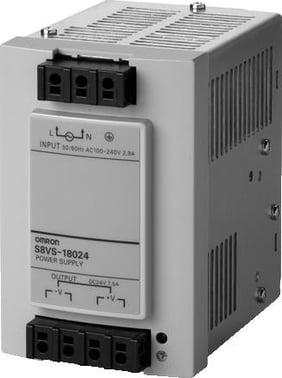 Strømforsyning, 180W, 100-240 VAC input, 24VDC 7,5A output, DIN-skinne montage, grundmodel S8VS-18024 247536