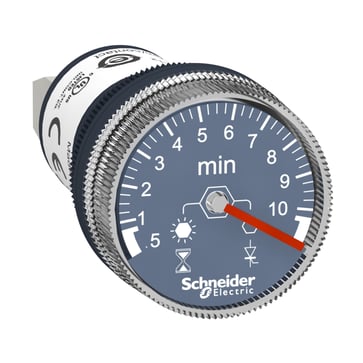 Timer for Ø22 mm hole with on-delay, 0,5-10 min time range 100-230VAC supply XB5DTGM4