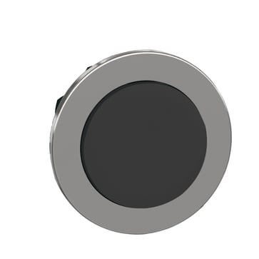 Harmony flush trykknaphoved i metal med fjeder-retur og ophøjet trykflade i sort farve ZB4FL2