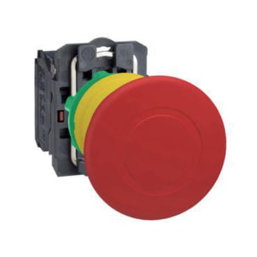 Harmony nødstop komplet med Ø40 mm paddehoved i rød farve med tryk/træk funktion og 1xNC XB5AT842