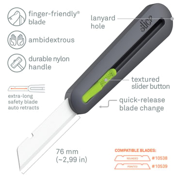 Slice Kniv nylonhåndtag langt blad med autoretur 10560 5810560