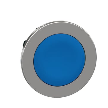 Harmony flush trykknaphoved i metal med fjeder-retur og plan trykflade i blå farve ZB4FA6