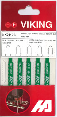 VIKING stiksavblad 75 mm / 2,5 mm for træ og plastik 5 stk NK2119B 992119B