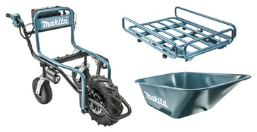 Makita 18V Wheelbarrow DCU180Z solo incl. 2 pcs. wheels, 2 pcs. wheel supporters, but without bucket tray, flatbed tray, charger or battery Brushless DCU180Z