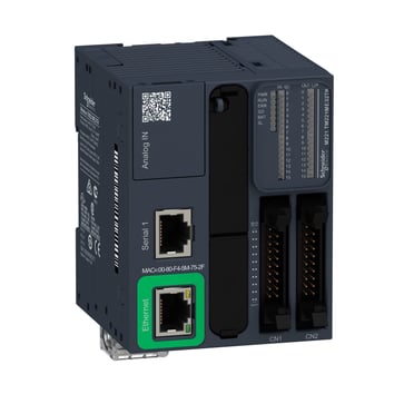 TM221 Book PLC Kommunikation Ethernet & Modbus, HE10 10 Stik, Indgange 16, Analogindgange 2 (0-10V), Udgange 16 PNP, forsyning 24 VDC TM221ME32TK