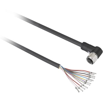 Kabel med M12 tilslutning - hun - 90° - 8 poler - 10 m pre-wired XZCP53P11L10