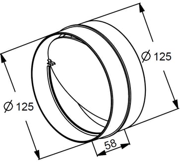 Round duct nipple with non-return valve UNITE-KO125-22