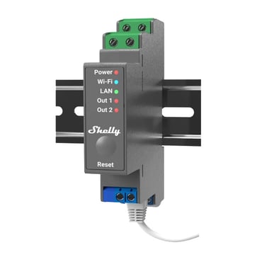 Shelly Pro 2 - WiFI relæ, 2 kanaler med potentialfrit kontaktsæt (110-240VAC) 3800235268025