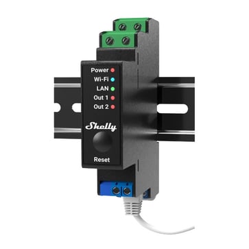 Shelly Pro 2PM - WiFi relæ/jalousi, 2 kanaler med effektmåling (110-240VAC) 3800235268032