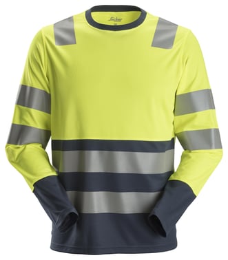 Snickers High-Vis langærmet T-shirt 2433 gul/navy klasse 2 str L 24336695006