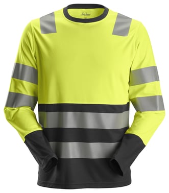 Snickers High-Vis langærmet T-shirt 2433 gul/sort klasse 2 str L 24336604006