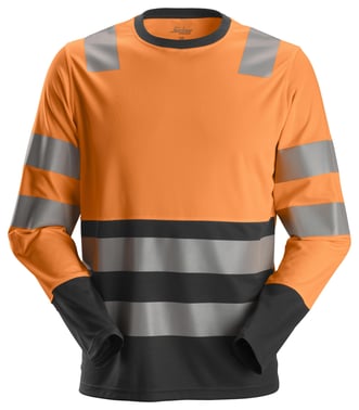 Snickers High-Vis langærmet T-shirt 2433 orange/sort klasse 2 str S 24335504004