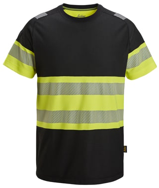 Snickers High-Vis T-shirt 2536 sort/gul klasse 1 str M 25380466005