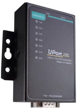 Moxa USB til seriel konverter, 1x RS-232/422/485 Isoleret, DB9M (80 cm kabel), USB 2,0 kompatibel, inkl. TB adapter / UPort 1150I 42807