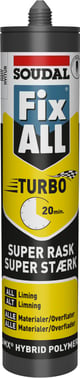 Fix ALL Turbo montagelim hvid 290 ml 124938