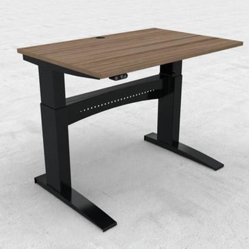 Electric adjustable desk in black and tabletop 120x80 cm in walnut melamine 501-11 1B116 120-80S3 VM