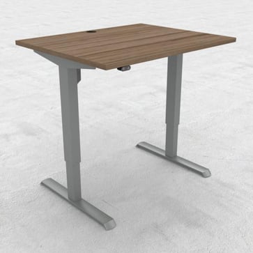 Electric adjustable desk in silver and tabletop 120x80 cm in walnut melamine 501-33 7S092 100-80S3 VM