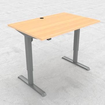 Electric adjustable desk in silver and tabletop 120x80 cm in beech melamine 501-23 7S200 180-80S3 BM