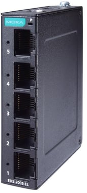 Moxa Kompakt 5-port Ethernet switch 10/100M, QoS og BSP, EDS-2005-EL 51449