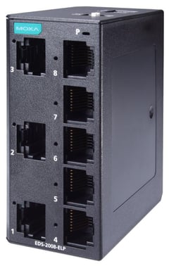 Moxa Kompakt 8-port Ethernet switch 10/100M, QoS og BSP, EDS-2008-ELP 51460