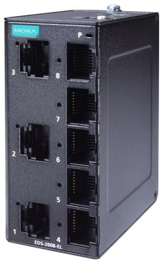 Moxa Kompakt 8-port Ethernet switch 10/100M, QoS og BSP, EDS-2008-EL 51461