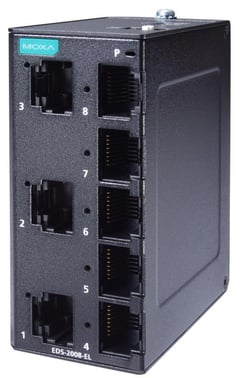 Moxa Kompakt 8-port Ethernet switch 10/100M, QoS og BSP, EDS-2008-EL-T 51462