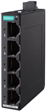 Moxa Kompakt 5-port Ethernet switch 10/100/1000M, QoS og BSP, EDS-G2005-EL 53411
