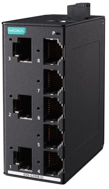 Moxa Kompakt 8-port Ethernet switch 10/100/1000M, QoS og BSP, EDS-G2008-EL 53414