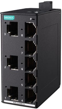 Moxa Kompakt 8-port Ethernet switch 10/100/1000M, QoS og BSP, EDS-G2008-EL-T 53415