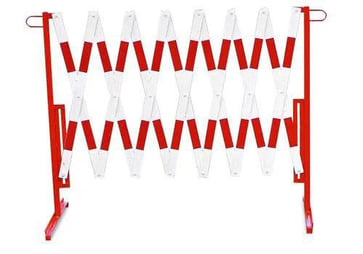 Expanding Barrier, steel, with red reflective stripes, maximum width 3600mm 123588