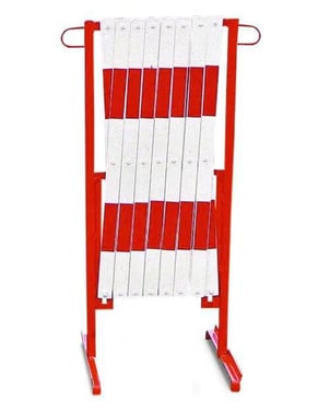 Expanding Barrier, steel, with red reflective stripes, maximum width 3600mm 123588