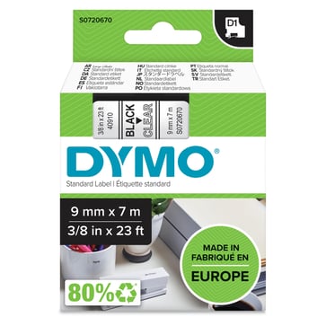 DYMO D1 tape sort/klar 9mmx7m S0720670