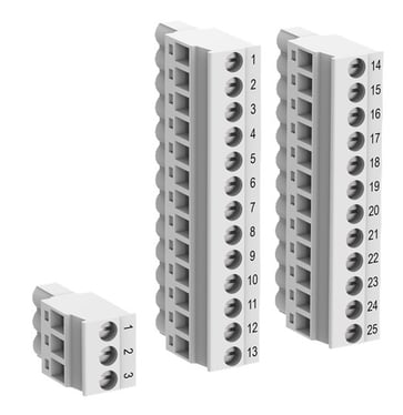 Terminal block set. for PM503x, PM505x and PM507x. Screw front / cable  side. 1 Power supply, 2 I/O connectors (TA5212-TSCL) 1SAP187400R0004