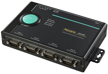 MOXA MGATE MB3480, Modbus Gateway for TCP og RTU/ASCII, 1x LAN RJ45 + 4x Seriel RS-232/422/485 DB9, Inkl. forsyning, 0 til +55°C, CE, FCC, UL 42318