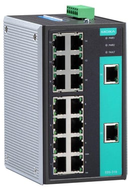 Moxa 16-port Unmanaged Ethernet switch 10/100M Udvidet temperatur EDS-316-T 41507
