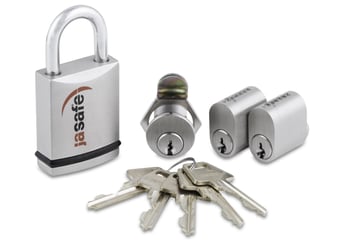 Lock set: 2 oval cylinders, 1 mailbox cylinder and 1 padlock 13574