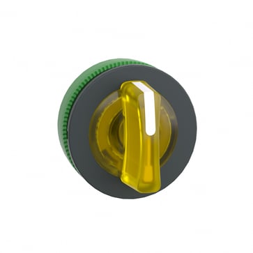 Harmony flush drejegreb i plast for LED med 3 positioner og fjeder-retur fra V-til-M i gul farve ZB5FK1783