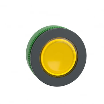 Harmony flush lampetrykshoved i plast for LED med fjeder-retur og plan trykflade i gul farve ZB5FW383