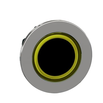 Harmony flush lampetrykshoved i metal for LED med fjeder-retur og plan trykflade med gul ring ZB4FW983