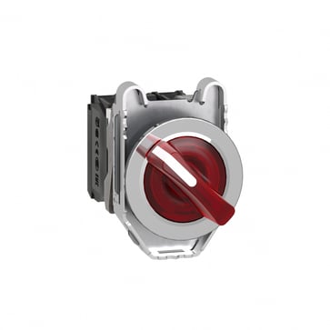 Harmony flush drejeafbryder komplet med LED og 2 faste positioner i rød 110-120VAC 1xNO+1xNC, XB4FK124G5 XB4FK124G5
