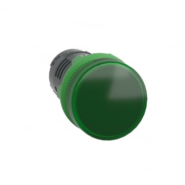 Green Monolithic pilot light Ø22 plain lens with integral LED 24V XB5EVB3
