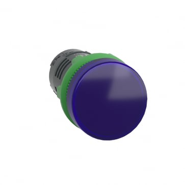 Harmony signallampe helstøbt med kraftig LED i blå farve og 24VAC/DC forsyning XB5EVB6
