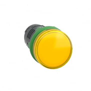 Harmony signallampe helstøbt med kraftig LED i gul farve og 24VAC/DC forsyning XB5EVB8