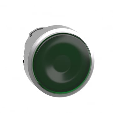 Harmony trykknaphoved i metal for LED med kip-funktion og plan trykflade i grøn farve ZB4BH033