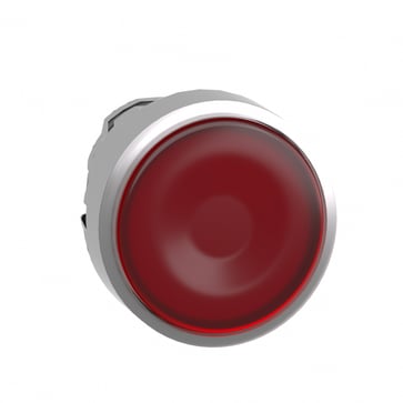 Harmony lampetrykhoved i metal for LED med fjeder-retur og plan trykflade i rød farve ZB4BW343