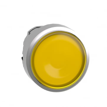 Harmony lampetrykhoved i metal for LED med fjeder-retur og plan trykflade i gul farve ZB4BW383