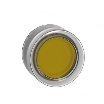Harmony lampetrykhoved i metal for LED med klar silikonehætte og fjeder-retur med plan trykflade i gul farve ZB4BW583