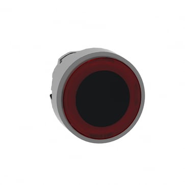 Harmony lampetrykhoved i metal for LED med fjeder-retur og plan trykflade i sort med rød ring ZB4BW943