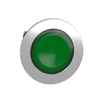 Harmony flush trykknaphoved i metal for LED med kip-funktion og isætning af label under den grønne trykflade ZB4FH033