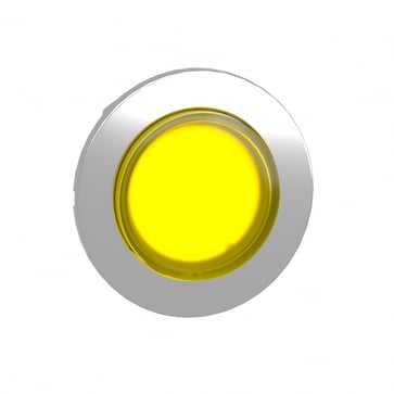 Harmony flush trykknaphoved i metal for LED med kip-funktion og isætning af label under den gule ophøjede trykflade ZB4FH83